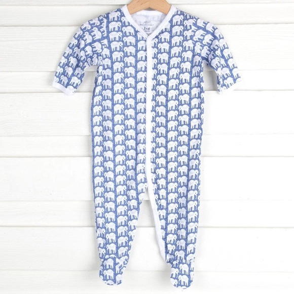 Roller Rabbit Infant Blue Hathi Footie Pajamas in size 3-6 months - Picture 1 of 5